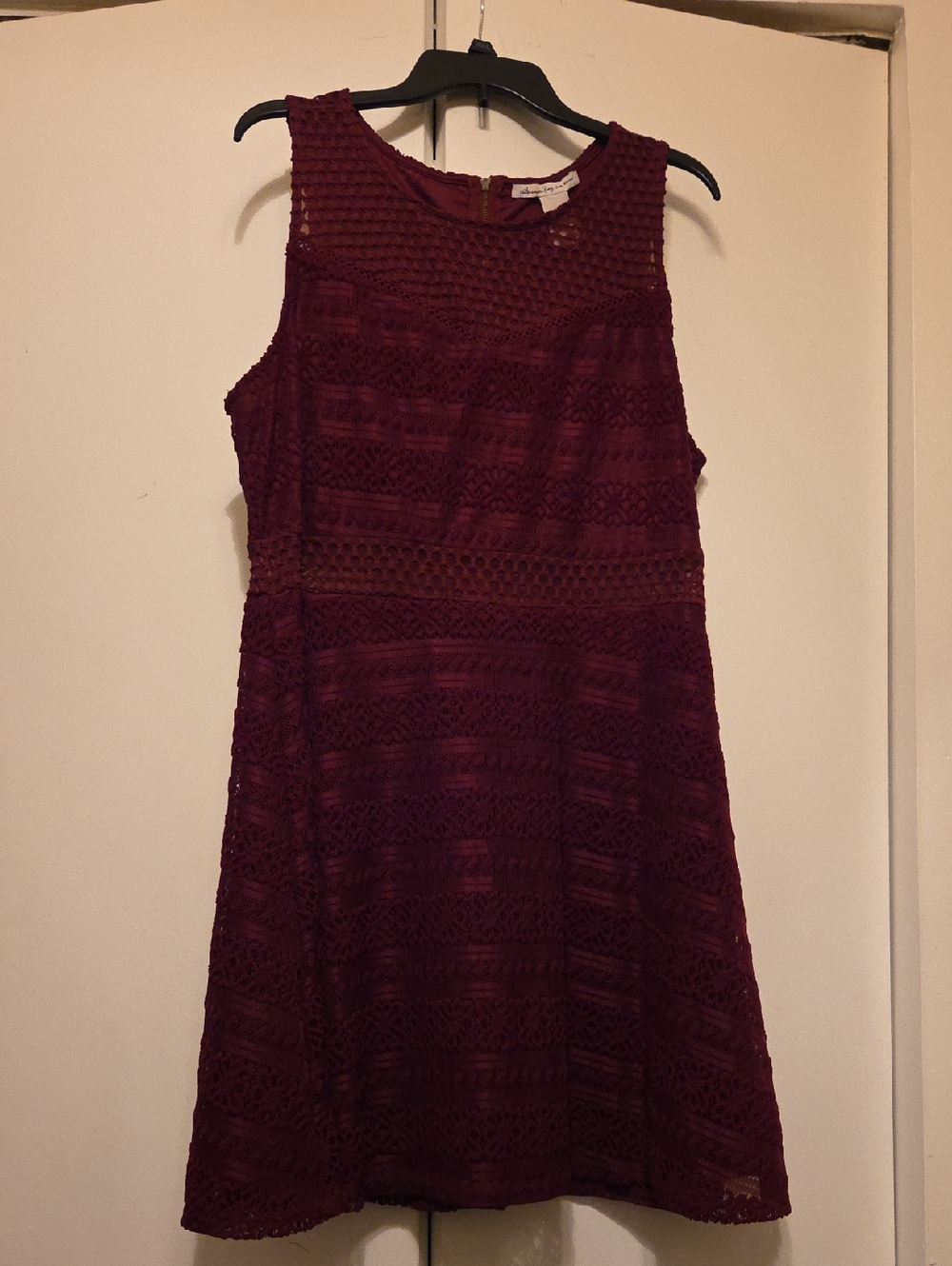 American Rag Wine Red Sleeveless Lace Mini Dress